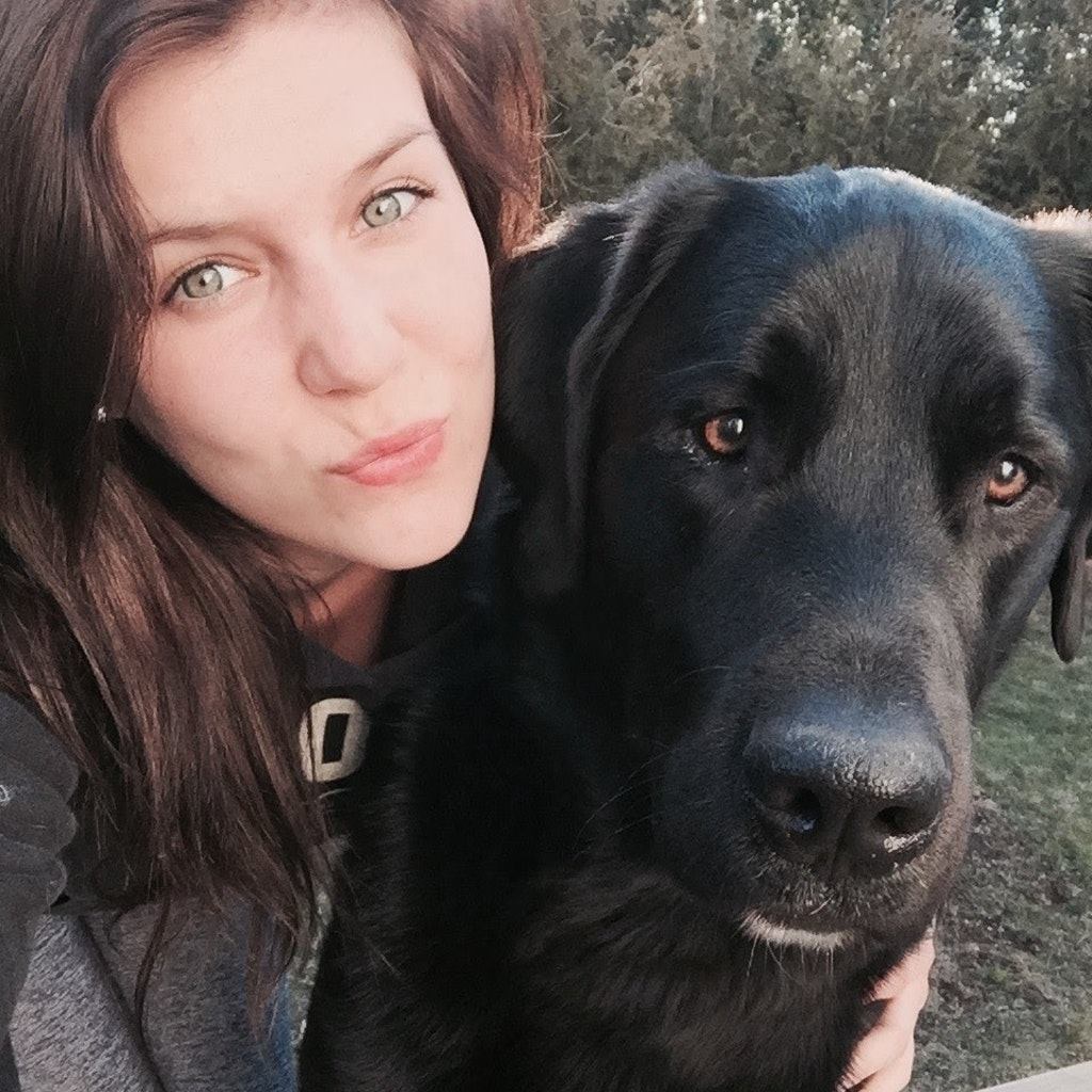Macy Moore with her dog